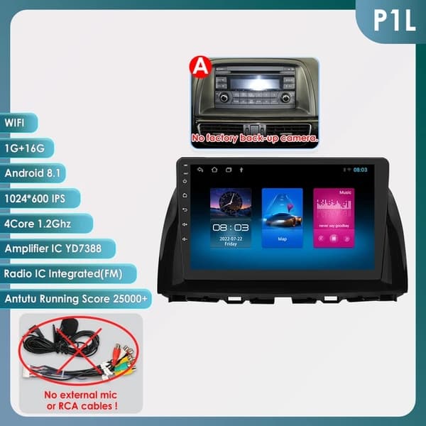 Bil Multimedia, Android 12, GPS Navigation, A-4kärnig 2G 64G-P3CP