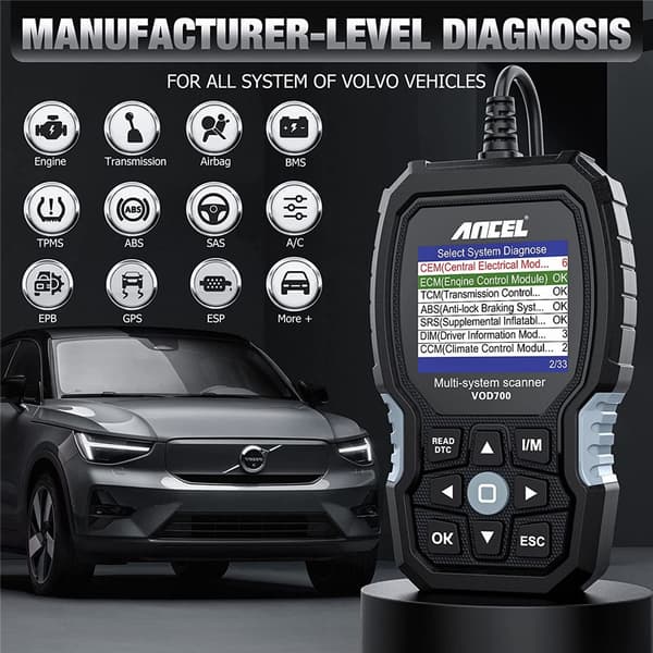 OBD2 Scanner, Diagnostisk Scan Værktøj, ABS Blødning, VOD700