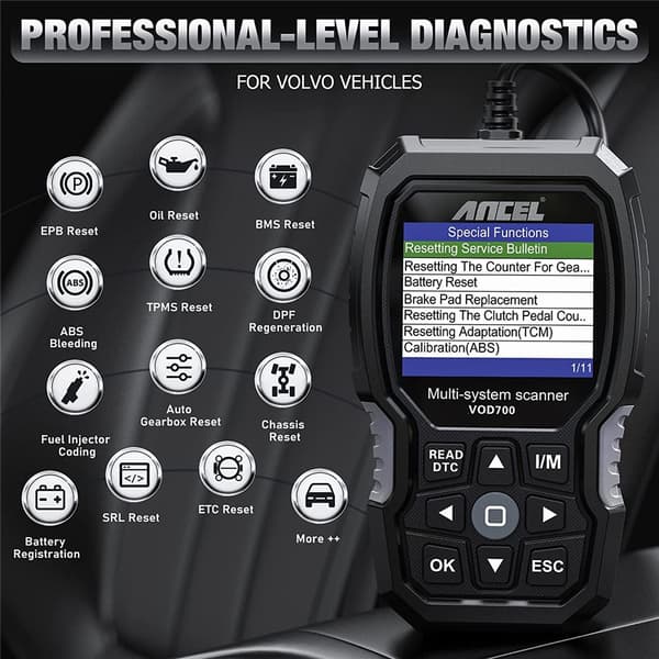 OBD2 Scanner, Diagnostisk Scan Værktøj, ABS Blødning, VOD700