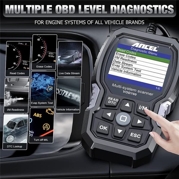 OBD2 Scanner, Diagnostisk Scan Værktøj, ABS Blødning, VOD700