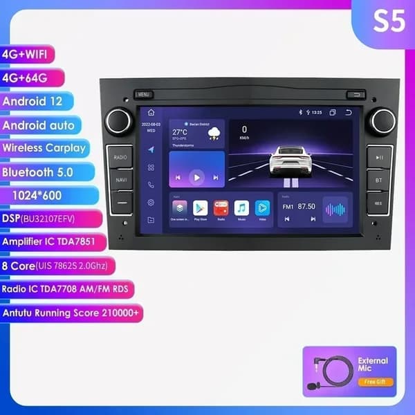 Android Auto -autosoitin, 7 tuuman näyttö, Octa Core -suoritin, HC2CP 2G 32G B