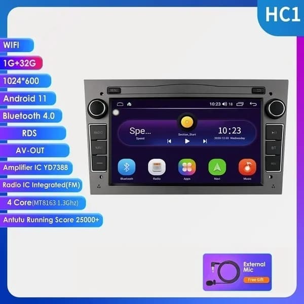Android Auto -autosoitin, 7 tuuman näyttö, Octa Core -suoritin, HC2CP 2G 32G B