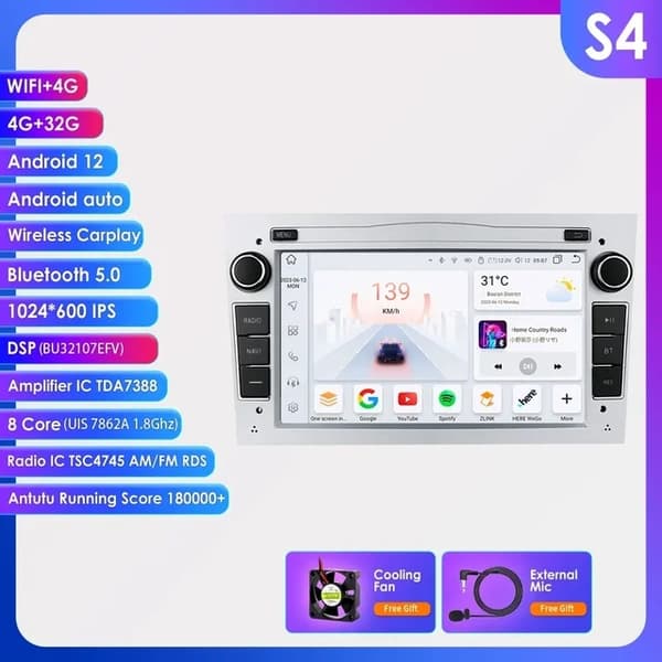 Android Auto -autosoitin, 7 tuuman näyttö, Octa Core -suoritin, HC2CP 2G 32G B