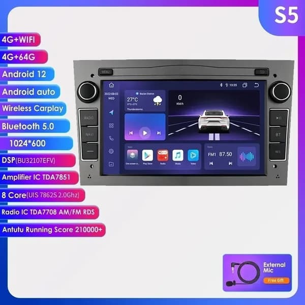 Android Auto -autosoitin, 7 tuuman näyttö, Octa Core -suoritin, HC2CP 2G 32G B