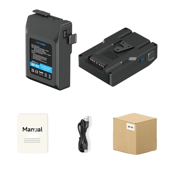 V-Lock BP-batterier, PD 60W hurtigopladningsport, Type-C kompatibilitet, BP 95 Batteri