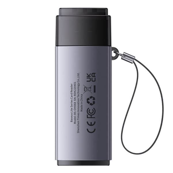 USB Lite -sarjan SD/TF-kortinlukijasovitin, harmaa