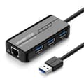 Miniatyrbild 1 av 6: HUB Nätverksadapter USB-A - RJ45 1000 Mbps / 3x USB 3.0 svart
