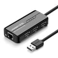Miniatyrbild 1 av 6: HUB Nätverksadapter USB-A - RJ45 10/100 Mbps / 3x USB 3.0 svart