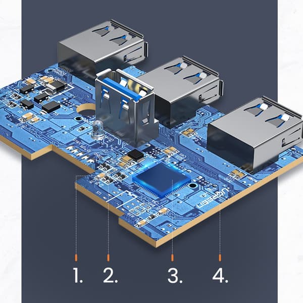 4in1 HUB adapter splitter USB-A/C till 4x USB 3.0 5Gb/s 1m svart