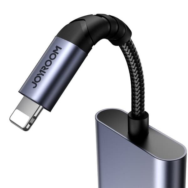 2 i 1 adapter adapter til iPhone oplader + Lightning hovedtelefoner / 2x Lightning sort