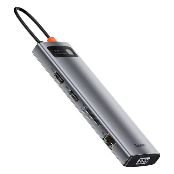 Multifunktionell HUB USB-C-portreplikator Metal Gleam 11in1 grå