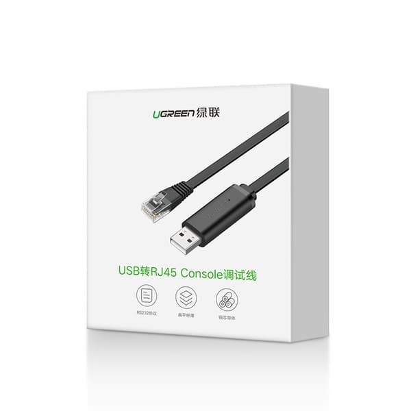 Konsolkabel, USB - RJ45-adapter, parsnoet Ethernet-kabel, 1,5 m, sort