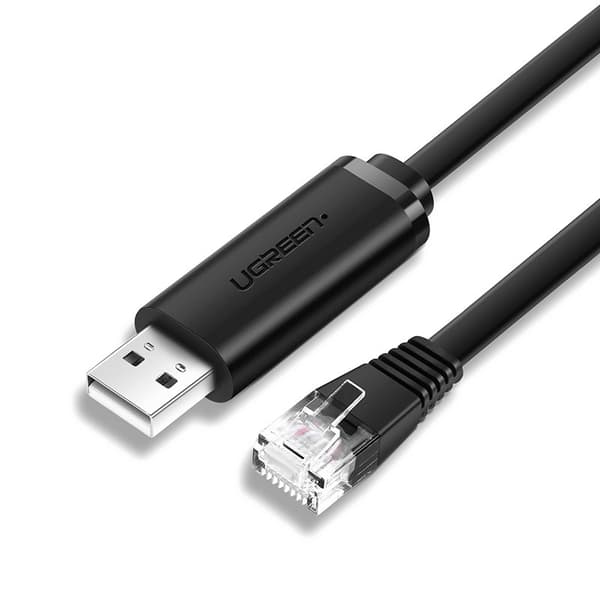 Konsolkabel, USB - RJ45-adapter, parsnoet Ethernet-kabel, 1,5 m, sort