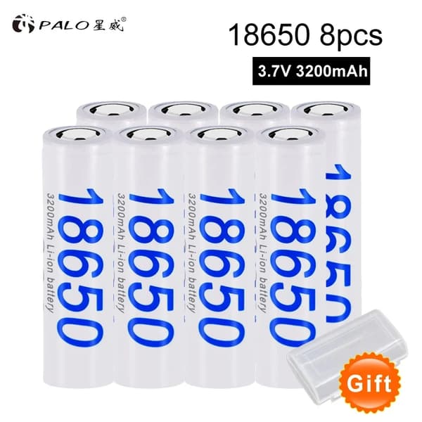 Uppladdningsbart 18650-batteri, 3200mAh kapacitet, litiumjon-teknik, 16st, 3,7V