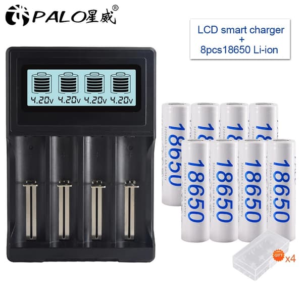 Uppladdningsbart 18650-batteri, 3200mAh kapacitet, litiumjon-teknik, 16st, 3,7V