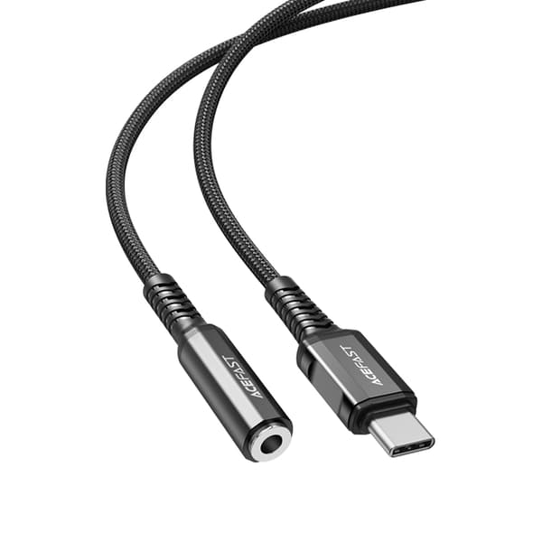 AUX USB-C til 3,5 mm ministik 18 cm lydhovedtelefonadapter sort