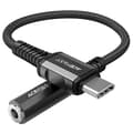 Miniatyrbillede 1 af 5: AUX USB-C til 3,5 mm ministik 18 cm lydhovedtelefonadapter sort