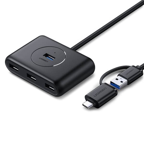 4in1 HUB adapter splitter USB-A/C till 4x USB 3.0 5Gb/s 1m svart