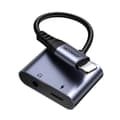 Miniatyrbild 3 av 6: 2-i-1 adapteradapter för iPhone-laddare + Lightning-hörlurar / 3,5 mm minijack svart