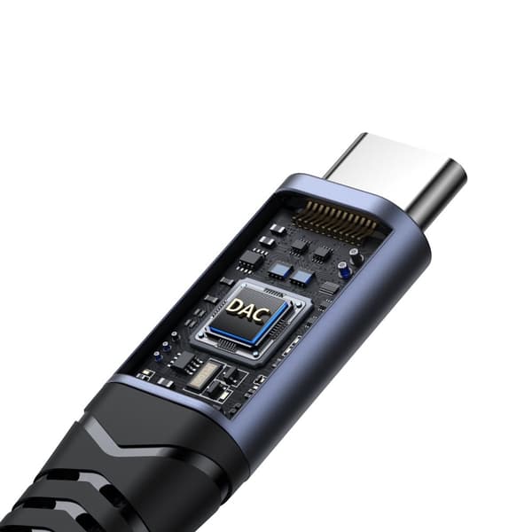 2-i-1 adapterladdare + hörlurar USB-C till USB-C / minijack 3,5 mm svart