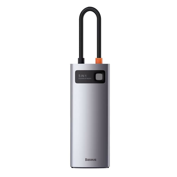 5-i-1 multifunktionshubb USB-C PD 100W HDMI 4K 3x USB 3.2 grå