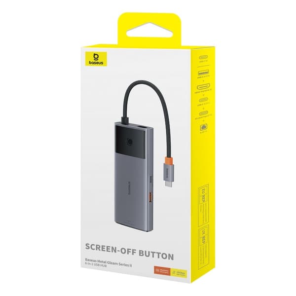 6in1 HUB Adapter USB-C till USB-A / USB-C / PD / HDMI / RJ-45 svart