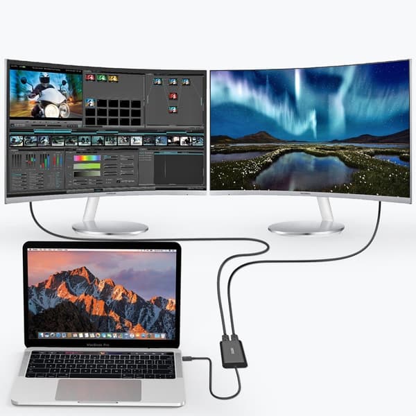 USB Typ C Thunderbolt 3 splitteradapter svart