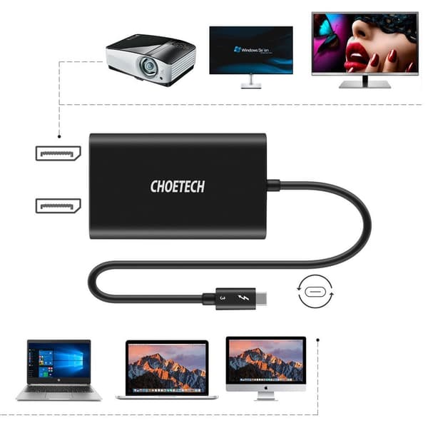 USB Typ C Thunderbolt 3 splitteradapter svart