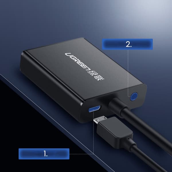HDMI - VGA adapter + USB - mikro USB kabel 1m sort