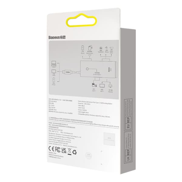 Lite-sarjan monitoiminen USB-C HUB 2 x USB 3.0 USB-C HDMI 1.4 SD-TF musta