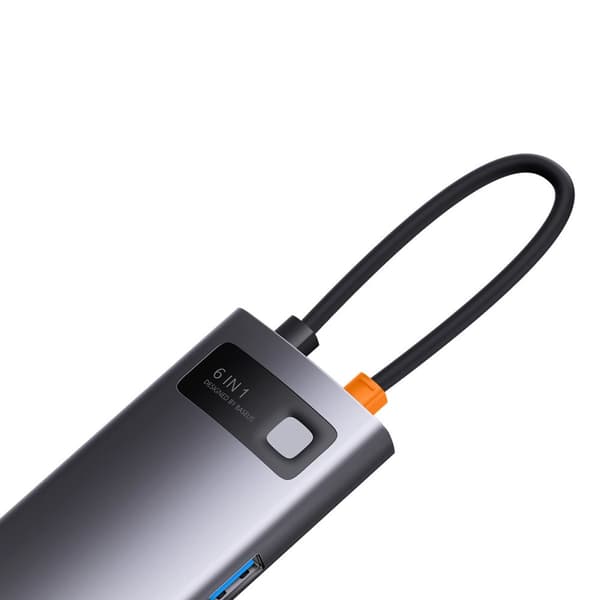 StarJoy HUB 6in1 USB-C 3xUSB HDMI RJ45 PD grå