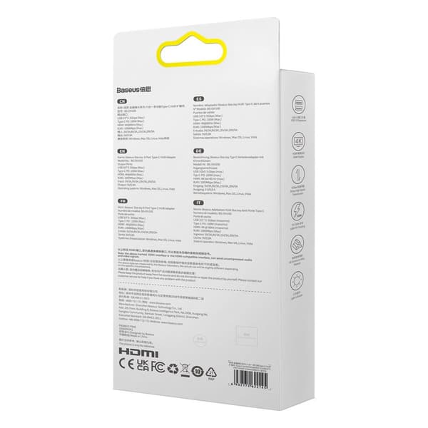 StarJoy HUB 6in1 USB-C 3xUSB HDMI RJ45 PD grå