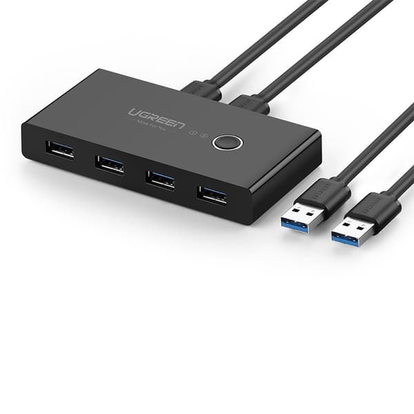 Switch box HUB switch 4x USB 3.2 Gen 1 USB splitter til to computere - sort
