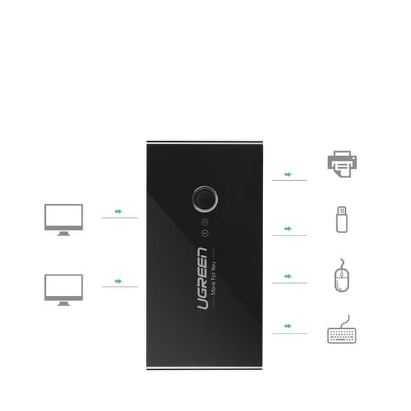 Switch box HUB switch 4x USB 3.2 Gen 1 USB splitter til to computere - sort
