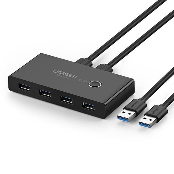 Switch box HUB switch 4x USB 3.2 Gen 1 USB splitter til to computere - sort