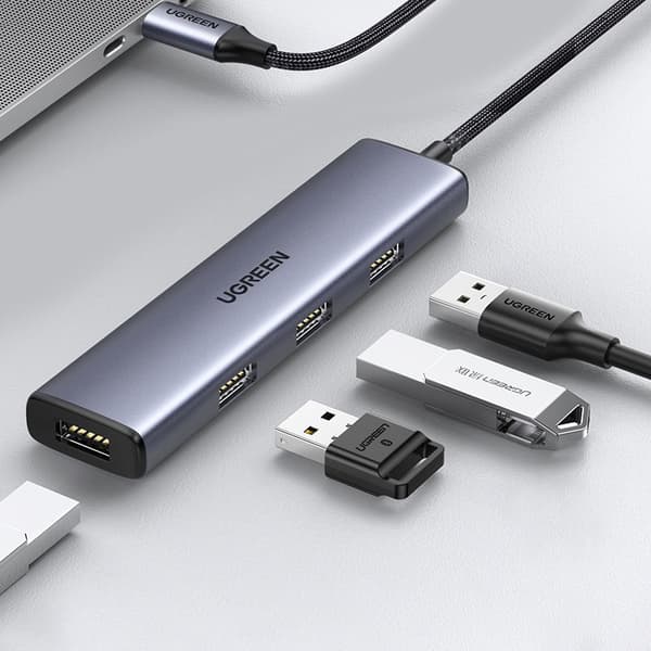 HUB USB-C till 4x USB 3.2 splitter, silver
