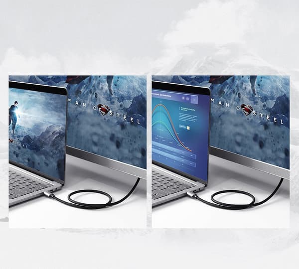 HDMI–USB-C-sovitinkaapeli 4K 60 Hz 1,5 m musta-harmaa