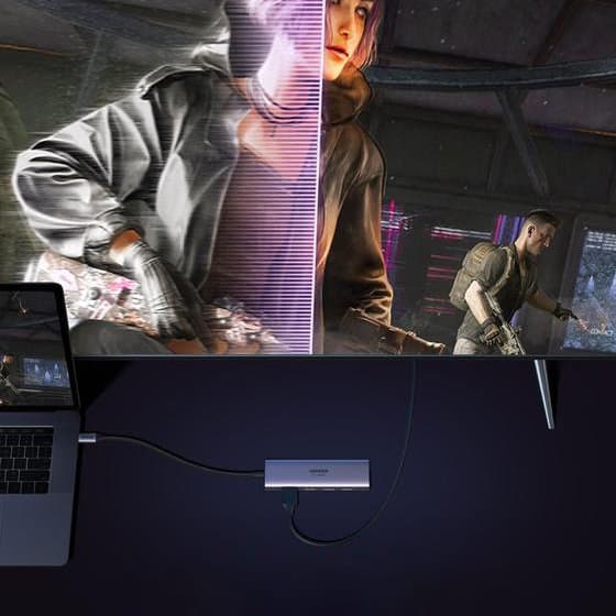 6-i-1 multifunktionel USB-C HUB - 3x USB HDMI 4K SD og TF kortlæser grå