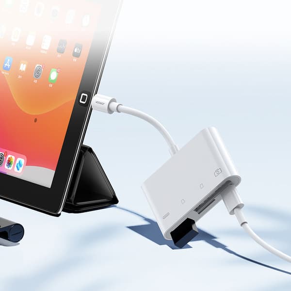 HUB kortlæser adapter til iPhone OTG Lightning - USB SD TF kortlæser hvid