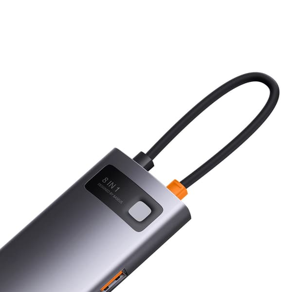 8i1 HUB-adapter StarJoy USB-C til USB-C PD 3x USB-A HDMI RJ-45 SD TF grå