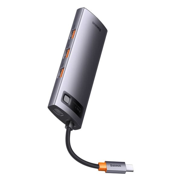 8i1 HUB-adapter StarJoy USB-C til USB-C PD 3x USB-A HDMI RJ-45 SD TF grå