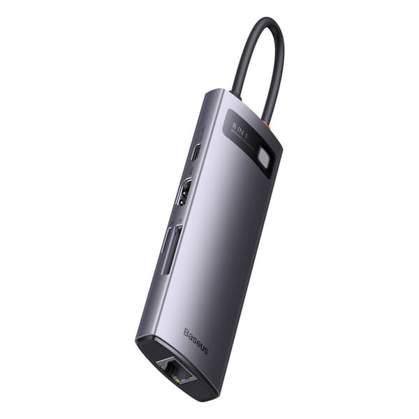 8i1 HUB-adapter StarJoy USB-C til USB-C PD 3x USB-A HDMI RJ-45 SD TF grå