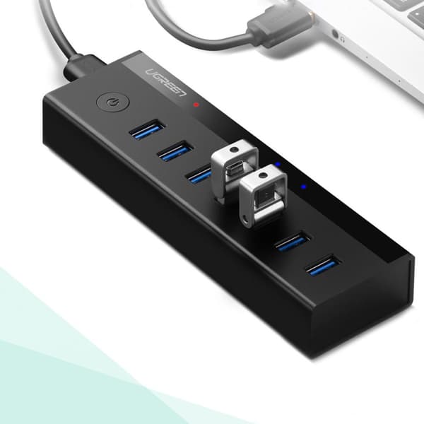 7in1 HUB splitteradapter USB-A till 7x USB-A 5Gb/s svart