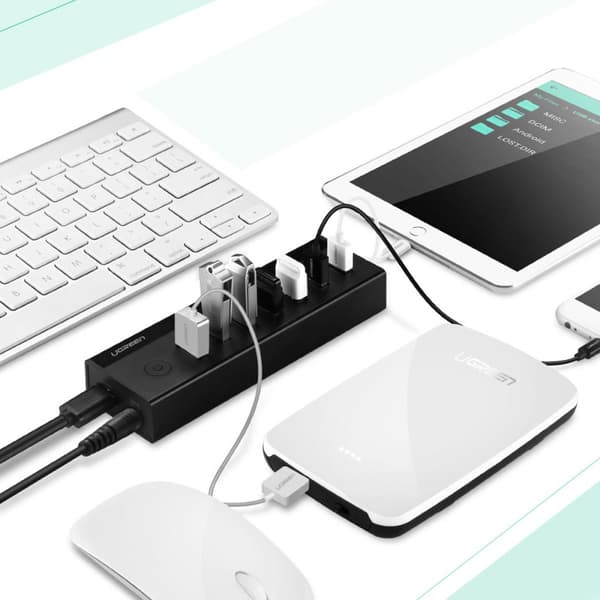 7in1 HUB splitteradapter USB-A till 7x USB-A 5Gb/s svart