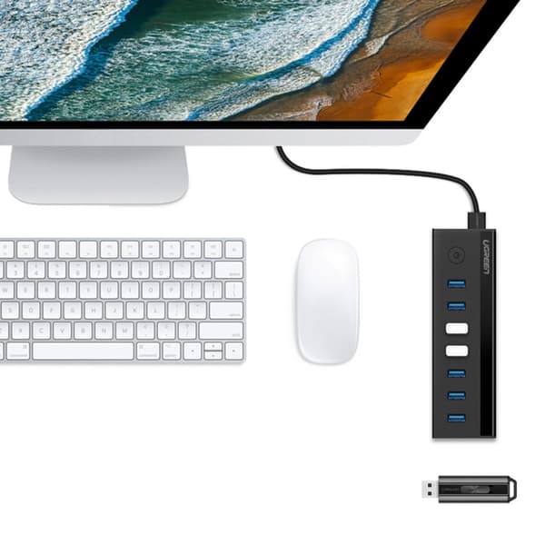 7in1 HUB splitteradapter USB-A till 7x USB-A 5Gb/s svart