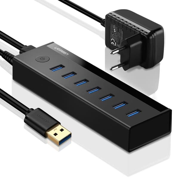 7in1 HUB splitteradapter USB-A till 7x USB-A 5Gb/s svart