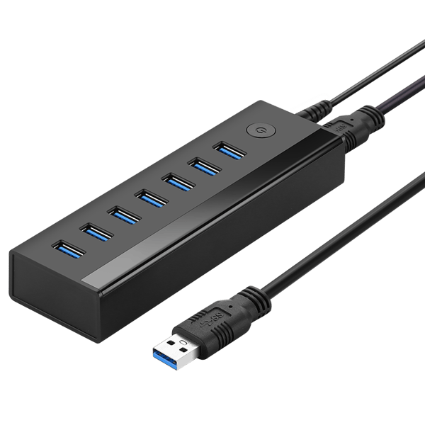 7in1 HUB splitteradapter USB-A till 7x USB-A 5Gb/s svart