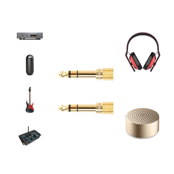 Adapteriadapteri 3,5 mm:n miniliittimestä 6,3 mm:n liittimeen, kultaa