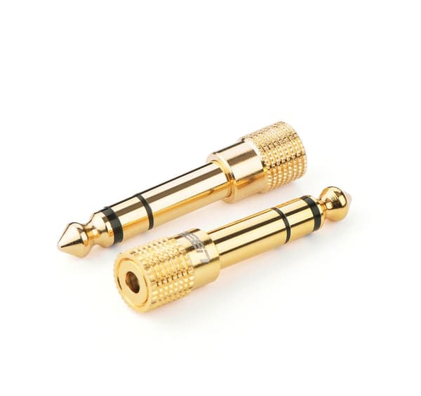 Adapteriadapteri 3,5 mm:n miniliittimestä 6,3 mm:n liittimeen, kultaa