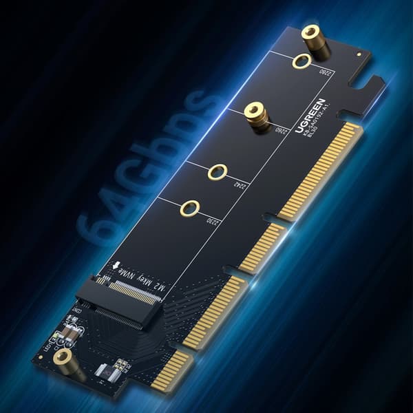 PCIe 4.0 x16 till M.2 NVMe M-Key Adapter Expansion Card Black
